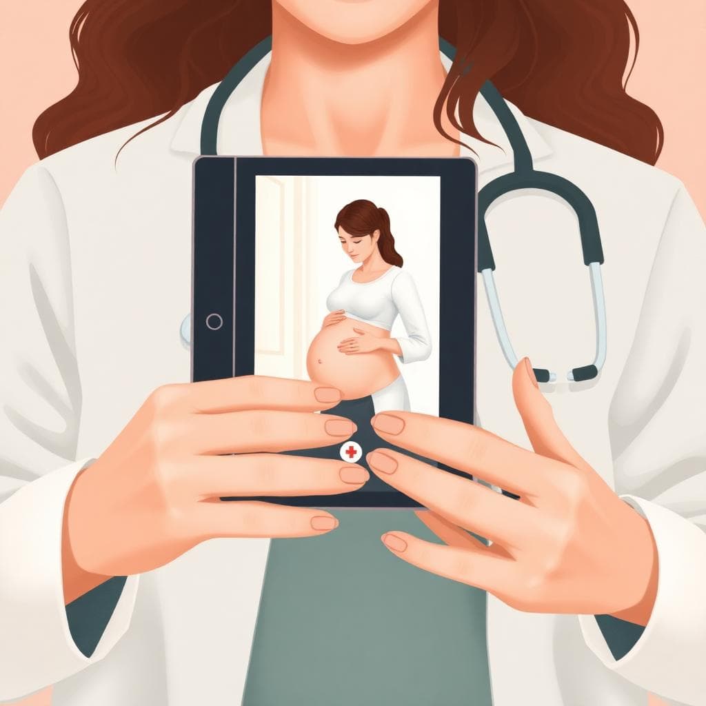 Profesional de salud atendiendo una teleconsulta prenatal en Gestia